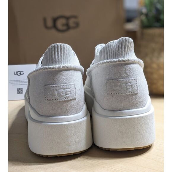 UGG EZ Duzzit Lace Up White Suede Platform Sneakers Women's Size 10 NIB - Picture 5 of 13